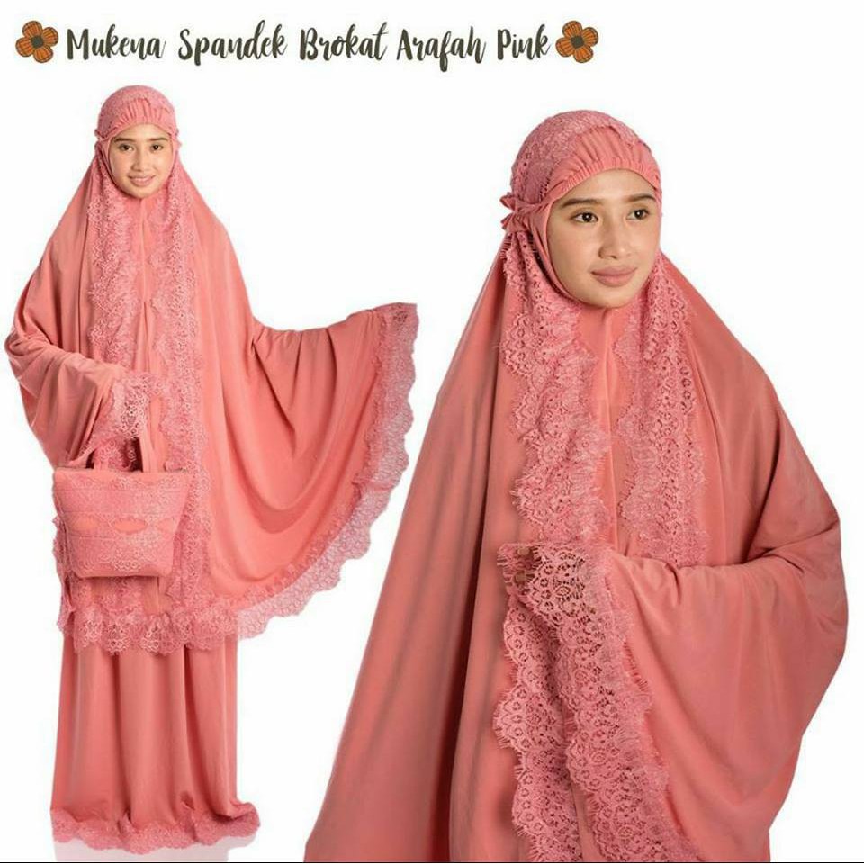 Mukena mukenah Dewasa shalat Sholat adem mewah polos dan motif Spandek Brukat Arafah