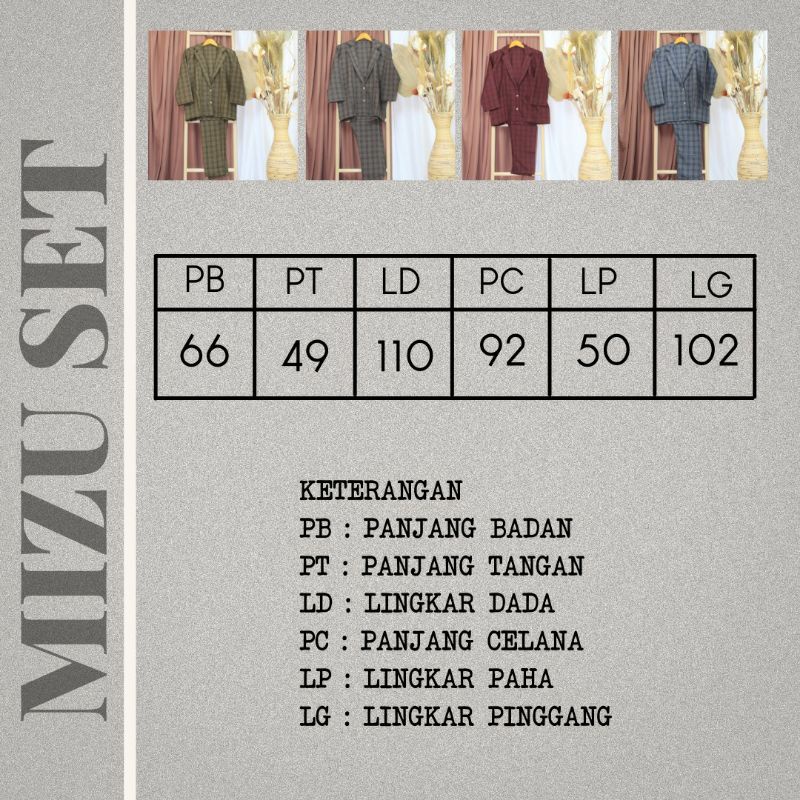 MIZU SET - Baju blazer setelan jas lucu dewasa semi woll perempuan cewe wanita ABG murah-1