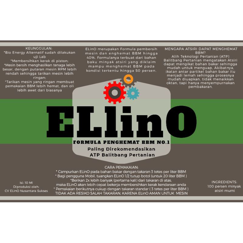 ELinO Penghemat BBM Minyak Atsiri (10ml)