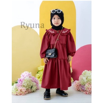 Gamis Ryuna Kids / Gamis Anak Perempuan Ala Korea Lebaran Terbaru 2022 OOTD Korean Style Dress Konda