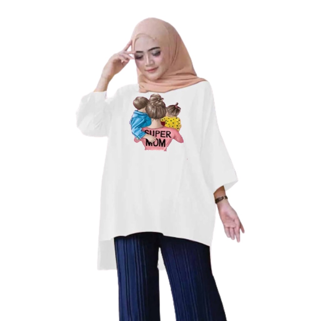 Tunik Atasan Wanita Jumbo Super Mom /Baju Muslim/Blouse Jumbo