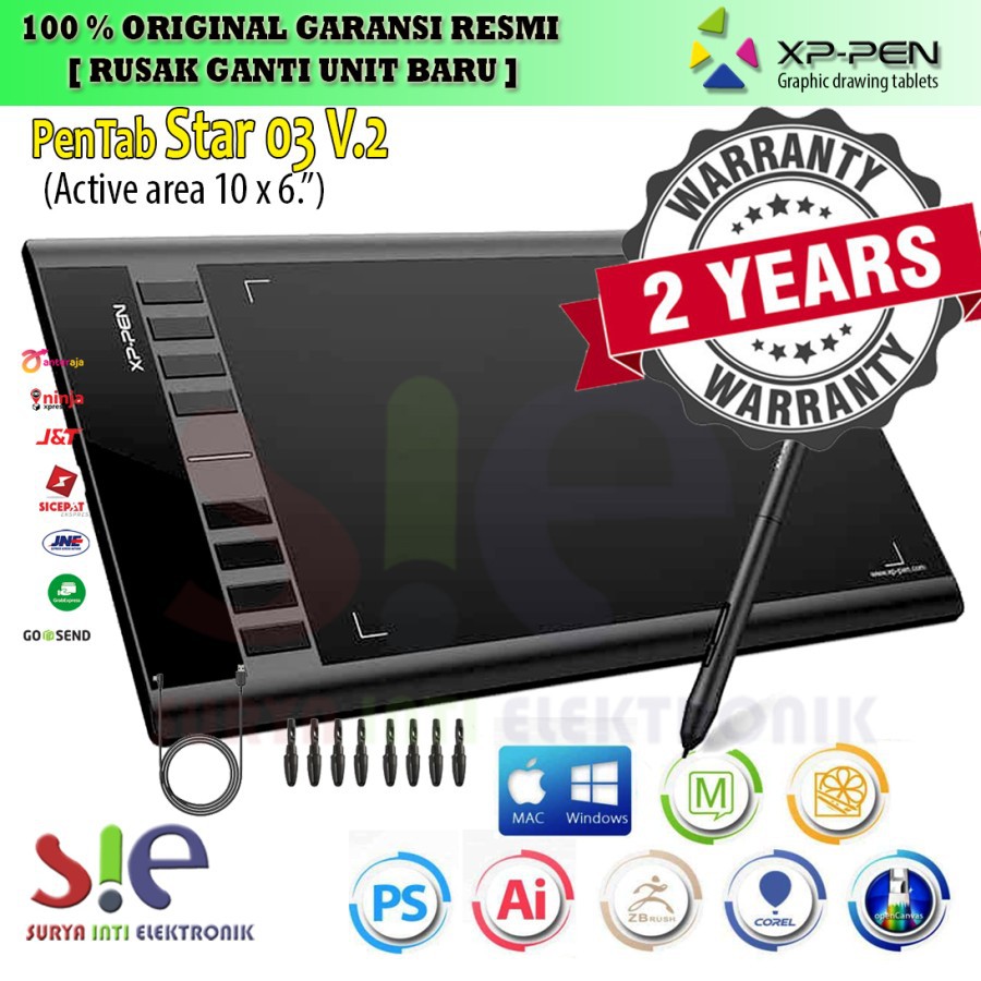 XP Pen Star 03 PRO V2 Pentablet Bergaransi Resmi 2 tahun (GANTI BARU)