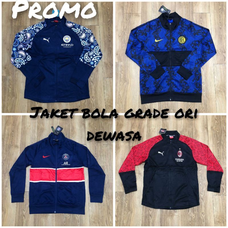 JAKET BOLA DEWASA GRADE ORI AC MILAN PSG INTERMILAN MANCHESTER CITY IMPORT BERKUALITAS