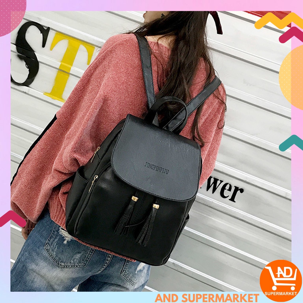 AND / COD / Backpack Wanita Import Tas Ransel Wanita Fashion Terkini Tas Sekolah Anak Perempuan Murah Tas Punggung Cewek Motif Polos T250