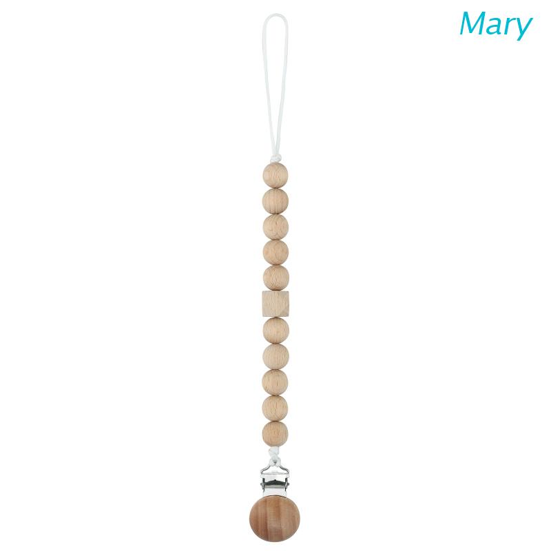 Mary Klip Rantai Manik Kayu Handmade Holder Dot Empeng Bayi Newborn