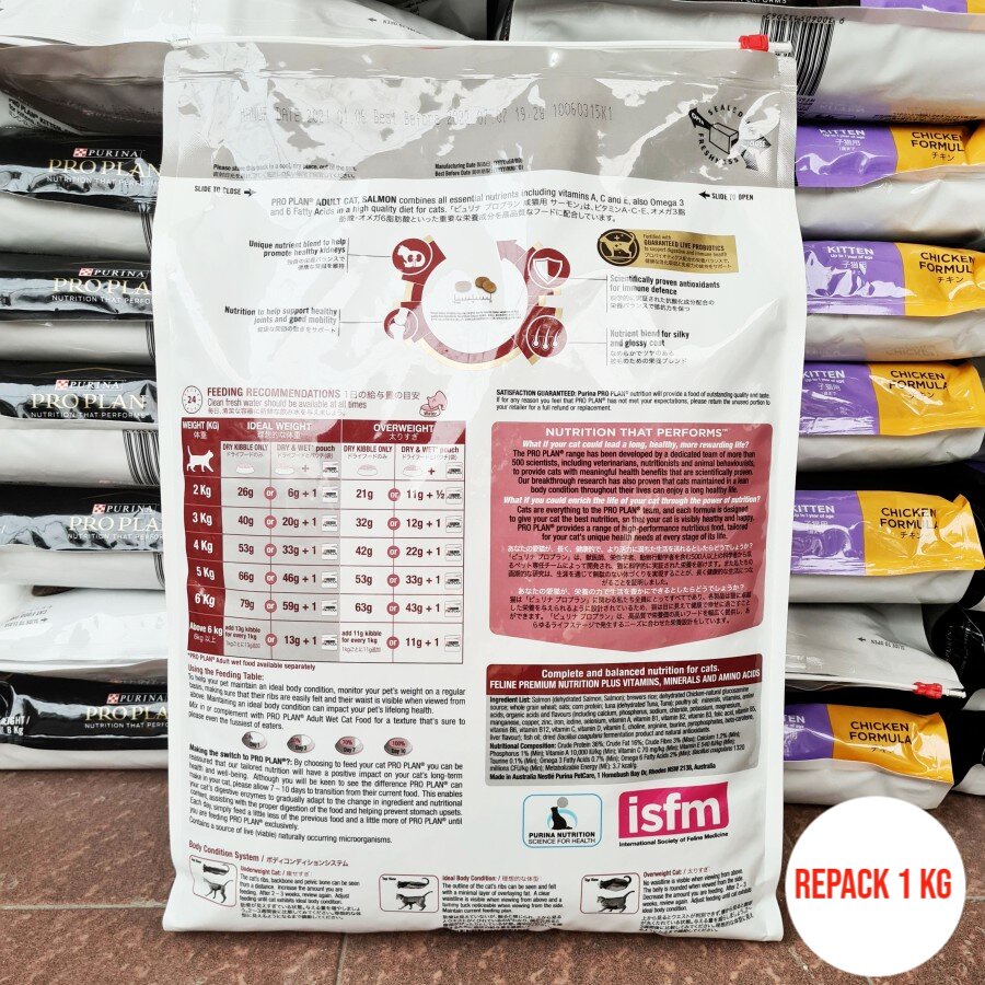 Makanan Kucing PROPLAN SALMON Pro Plan Adult Optirenal Repack 1kg 1 Kg