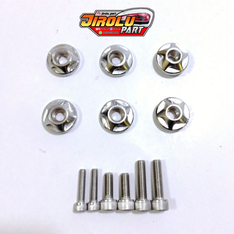 Manisan begel panjang cb set baut L stainless - ring pemanis behel cb set baut L stenlis - ring mani