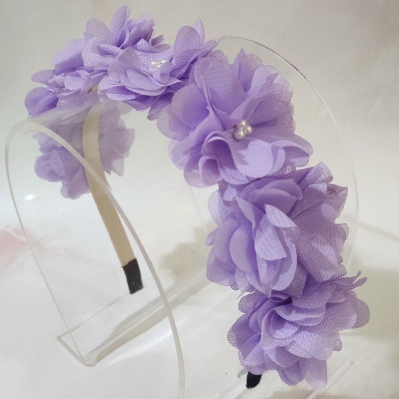 Mahkota bunga Ungu/ bando bunga ungu/ bunga lilac/ bondu bunga/ bandana bayi bunga ungu