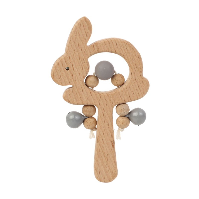 Mary Mainan Edukasi Teether Rattle Bentuk Kelinci Bahan Kayu Untuk Bayi