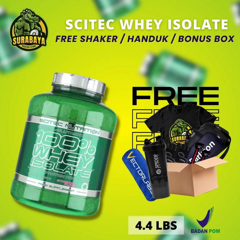 SCITEC NUTRITION 100% WHEY ISOLATE 4.4 LBS 2000 GRAM 2 KG 4,4 LB WPI ISO FITNESS ON SURABAYA GYM