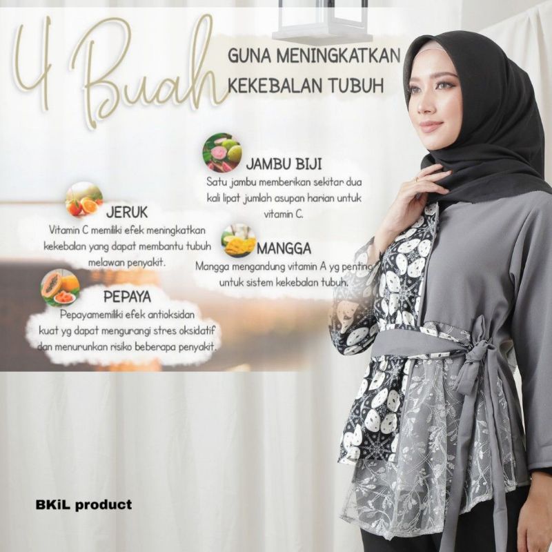 Batik wanita ASJ SA HRB026 Kenongo Kemeja Tosca