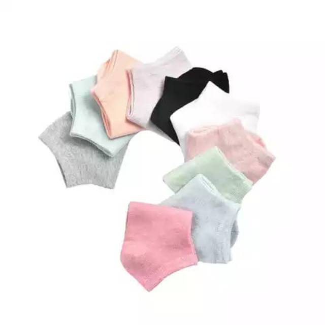 (12 Pasang) Kaos Kaki Polos Ankle Cute Semata Kaki Short Socks Pendek Fashion Import