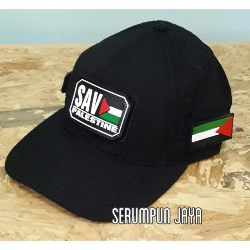 TOPI SAVE PALESTINE - TOPI SAVE PALESTINE 3PATCH VELCRO HITAM