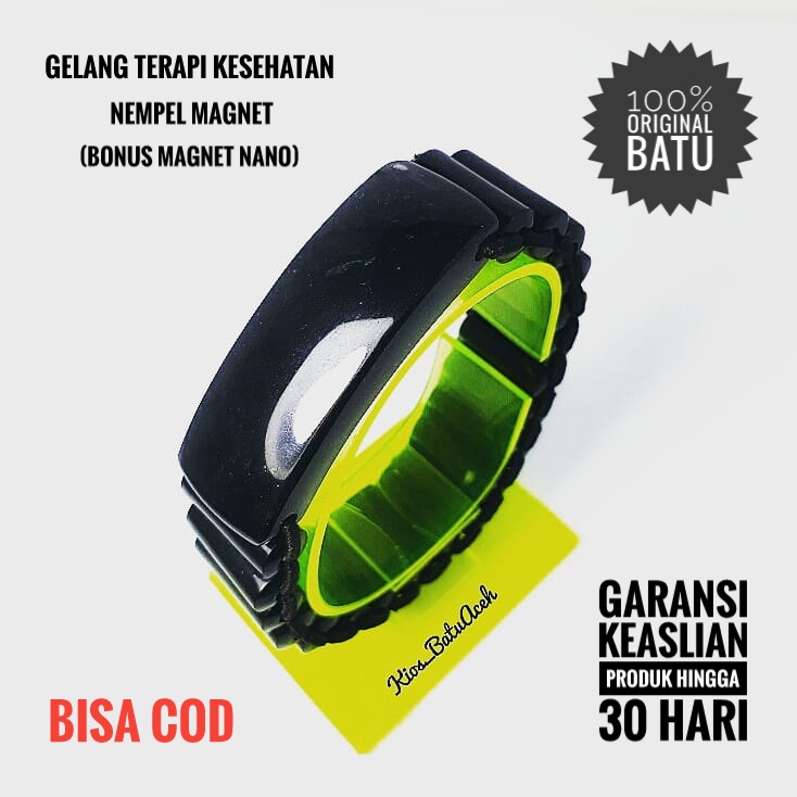Gelang Batu Giok Hitam Black Jade Original Asli Aceh Plat Tabung