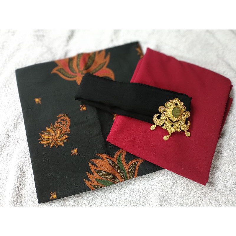 [set] kamen batik + kain most creft polos + selendang /batik+kain kebaya /seragaman kebaya bali