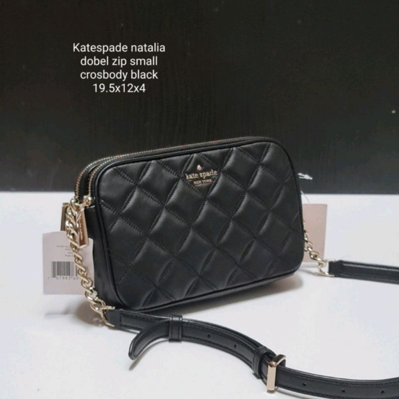 Tas Wanita Original KateSpade Natalia Double Zip Quilted Leather Black
