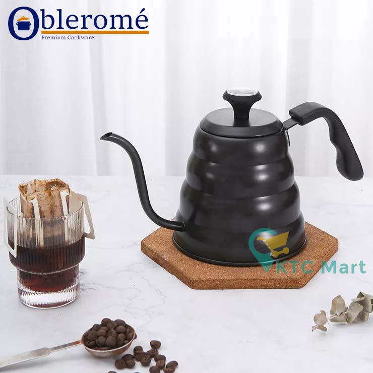 KTCmart - Gooseneck Kettle with Thermometer 1,2L Teko Leher Angsa  Teko Kopi