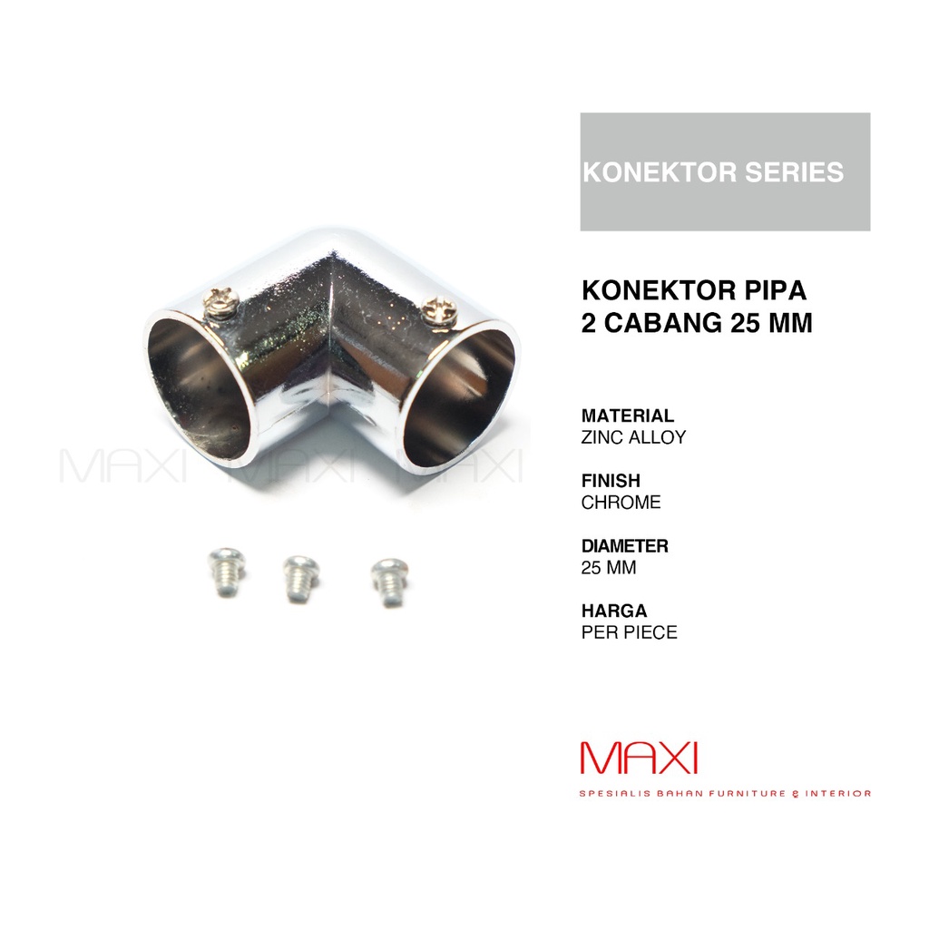 Braket Pipa Konektor L (2 Titik) Pipa Bulat 1 Inch (25mm)