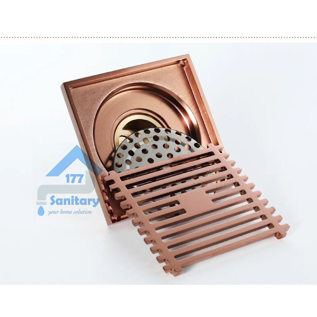 Saringan Got air KUNINGAN tebal Minimalis ROSE GOLD 667RG -Floor Drain brass anti bau antik unik /H1