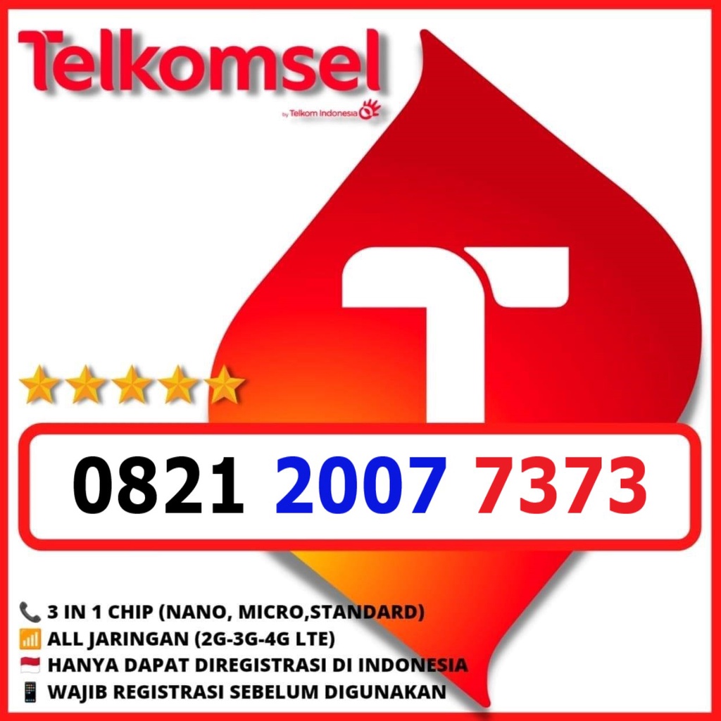 KARTU PERDANA 4G NOMOR CANTIK SIMPATI CANTIK TELKOMSEL CANTIK 7373