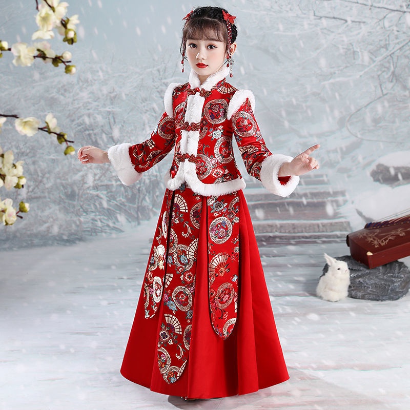 Girls' Chinese New Year clothes, Chinese style winter clothes, children's clothes, super immortal an