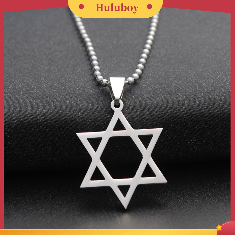 Hu Hu Hu Hu Hu Alat Bantu Pasang Kacamata♡ Kalung Rantai Liontin Hexagram Bahan Stainless Steel Untuk Unisex