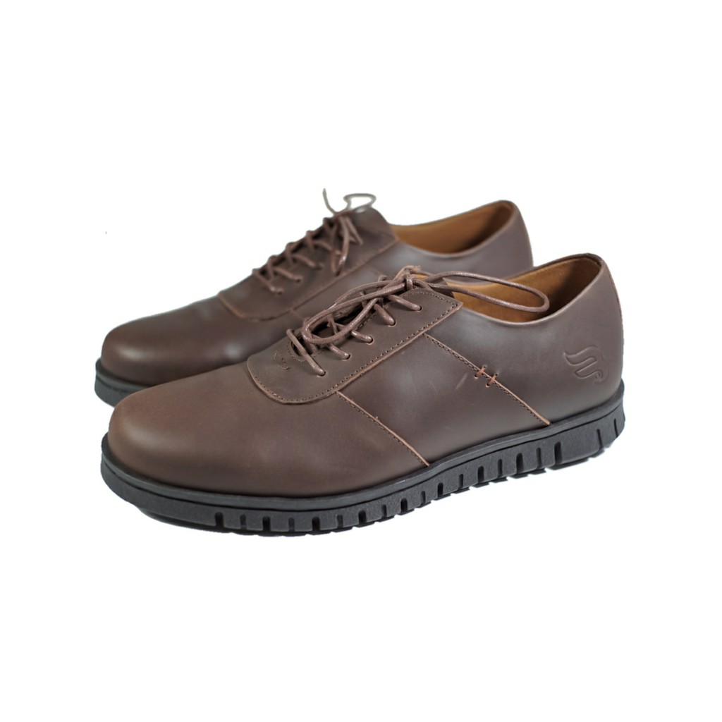 Low Nathan Brown | Sepatu Kulit Asli Formal Klasik Sport Simple Pria Cowok Derby | FORIND x Barnum