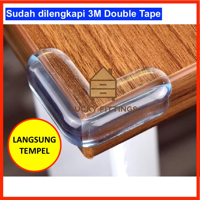 Karet Sudut Siku Meja 3M / Pelindung Kotak Pengaman Ujung Meja Clear Bening Transparan Bumper Anak K