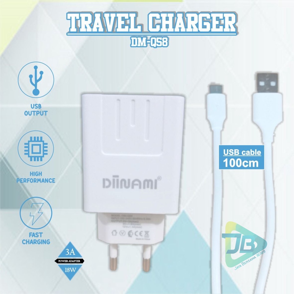 Q58 Charger DIINAMI Power 3A 18W Quick Charging TIPE C USB Fast Charging Port Smart Protection Garansi Resmi 1 Tahun JB5302