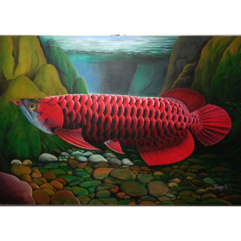 Lukisan ikan arwana super red