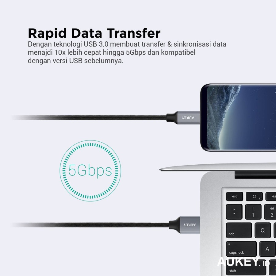 Aukey Cable CB-CD2 1M Braided USB 3.0 A to USB C - 500093