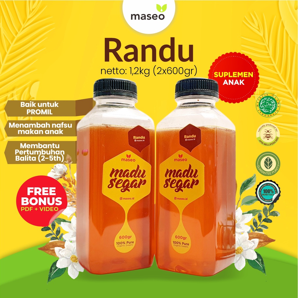 

PAKET HEMAT Madu Randu Maseo 1,2kg | Madu Asli Madu Murni Segar Organik Suplemen Stamina Dewasa Nafsu Makan Pertumbuhan Anak