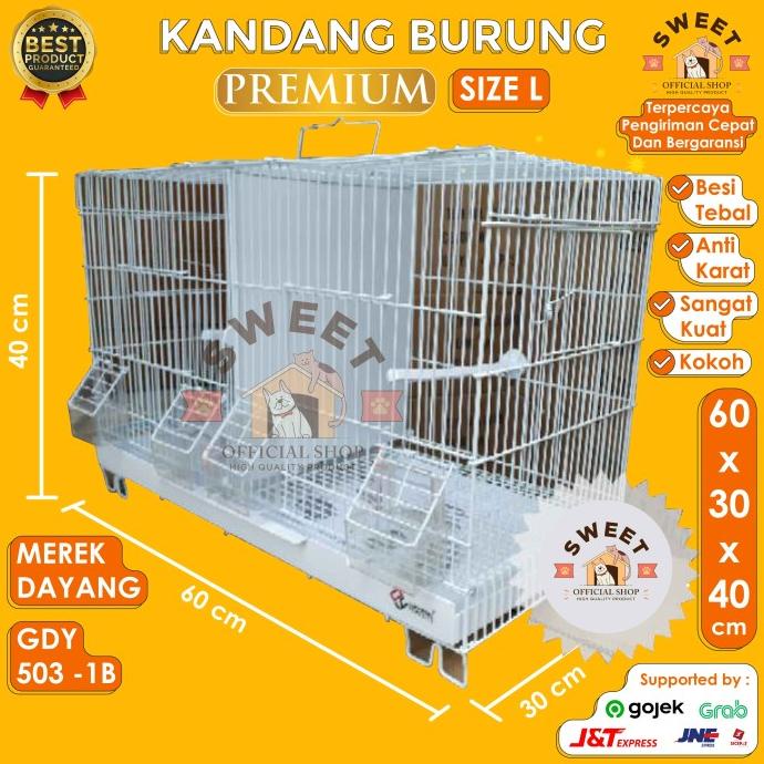 KANDANG BURUNG PREMIUM SEKAT SIZE L 60x30x40 MEREK DAYANG TYPE 503 1B ---Murah---