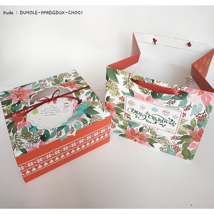 

[RESTOCK] PAKET (PBCH24-001+DUS22CH) PaperBag dan DUS 22 natal (10set) TERMURAH