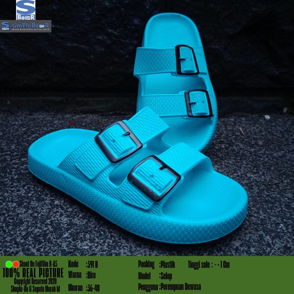 sandal slop wanita dewasa terbaru motif gesper model 391B 36-40