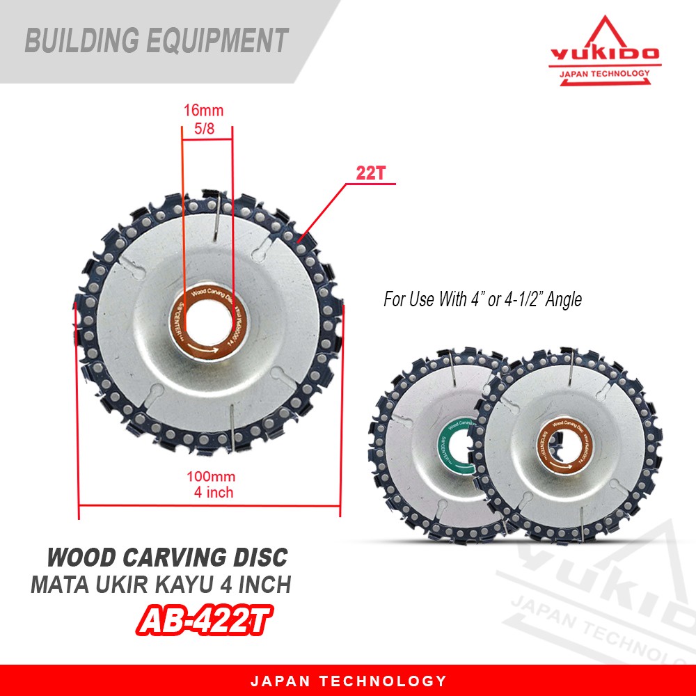 YUKIDO TECHNOLOGY - Wood carving disc mata gerinda chainsaw 4&quot; inch gergaji potong ukir / Chainsaw disc gerinda kayu potong ukir kikir