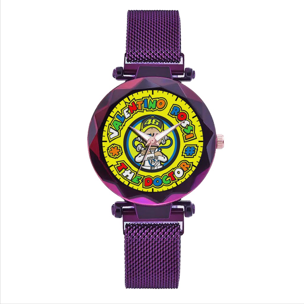 Jam Tangan Wanita Custom - VALENTINO ROSSI 46 MOTIF 2 Free Box &amp; Batre Cadangan