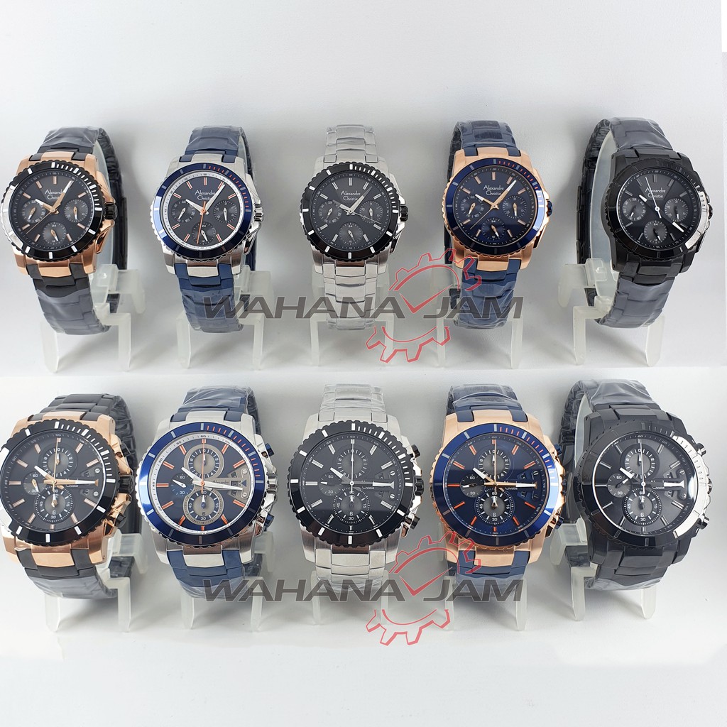 Alexandre Christie AC 6455 MC BF/ Jam Tangan  AC6455 Couple Pria Wanita Biru Hitam Rosegold Pasangan