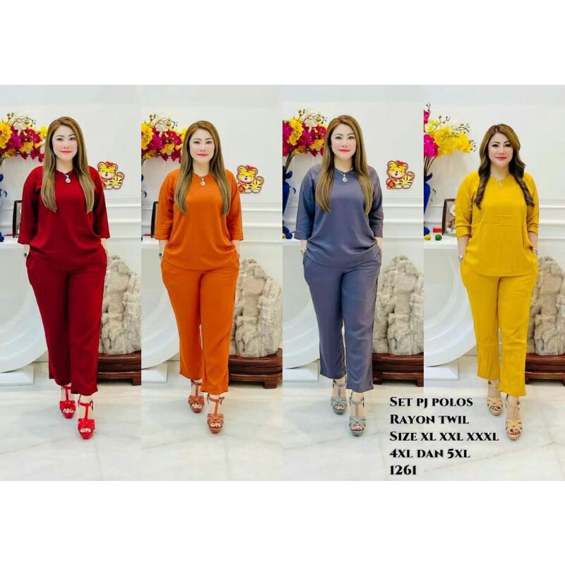 2161 Set Celana Panjang Rayon / Setelan Rayon Polos / One Set Rayon Twill Premium