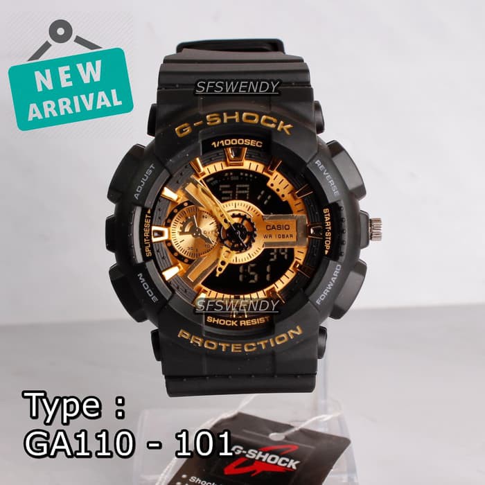 TERLARIS  Jam tangan Pria G Shock GA-110 Hitam emas army digital