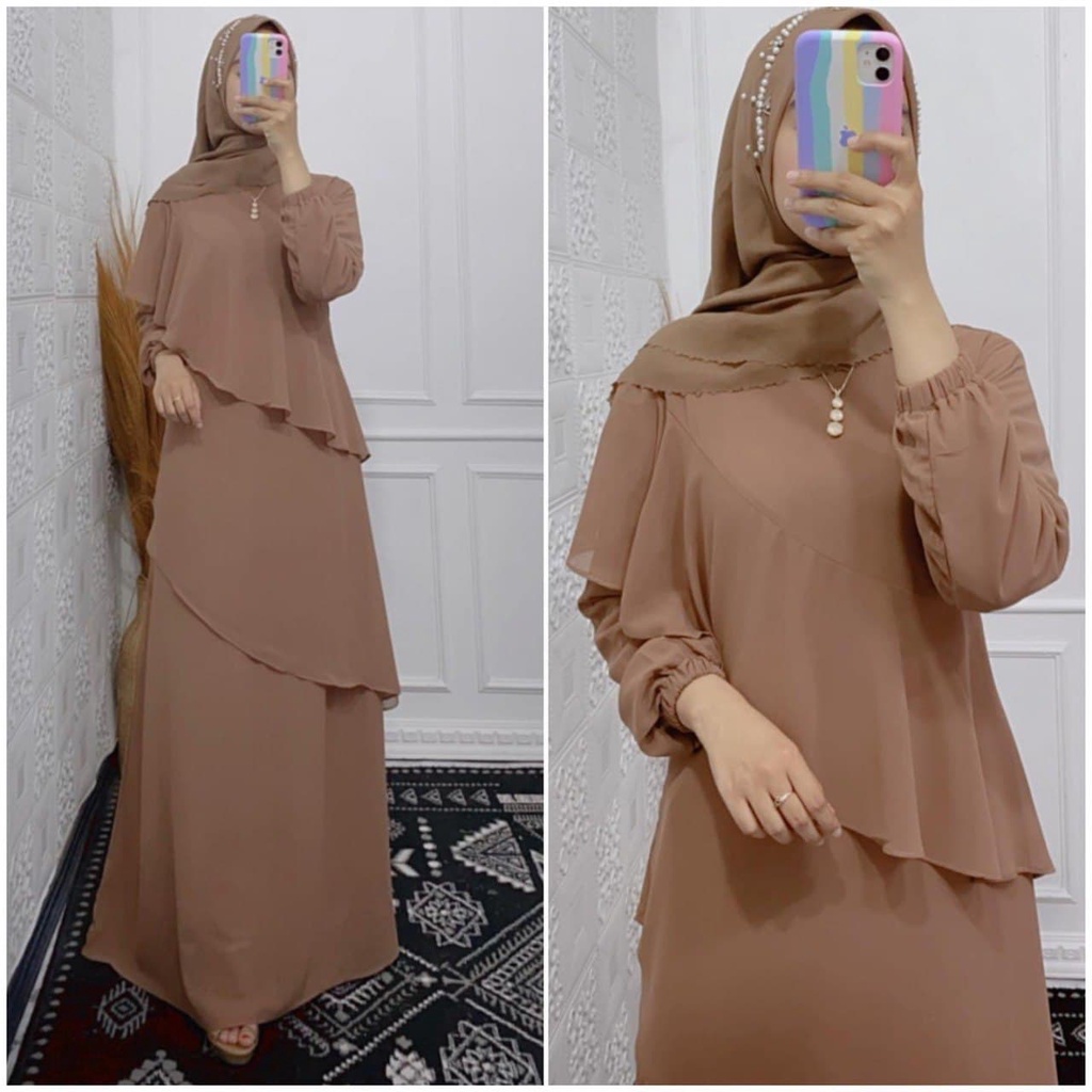 Baju Gamis (COD) TERBARU 2021 KIRANI BAHAN CERUTYBABYDOLL FULL FURRING 3 LAYER CERUTY PREMIUM CERUTY