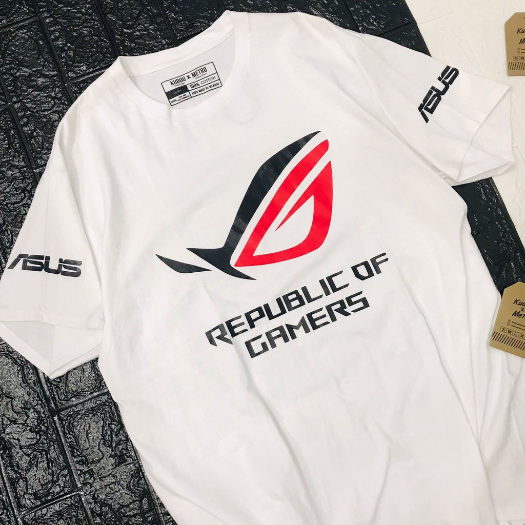 Kaos Asus ROG Republic Of Gamer White Tshirt Gamer