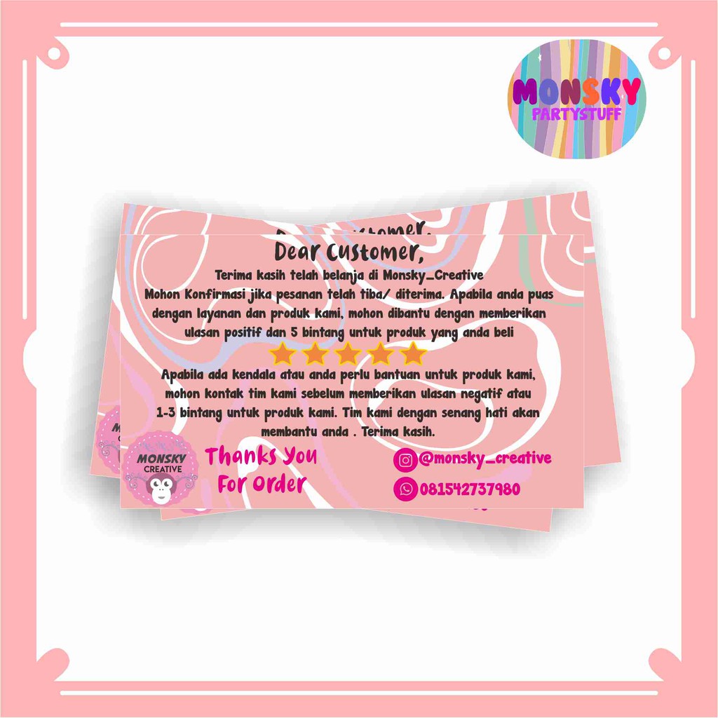 (100 pcs) Thanks Card For Customer Shopee / Kartu Ucapan ...