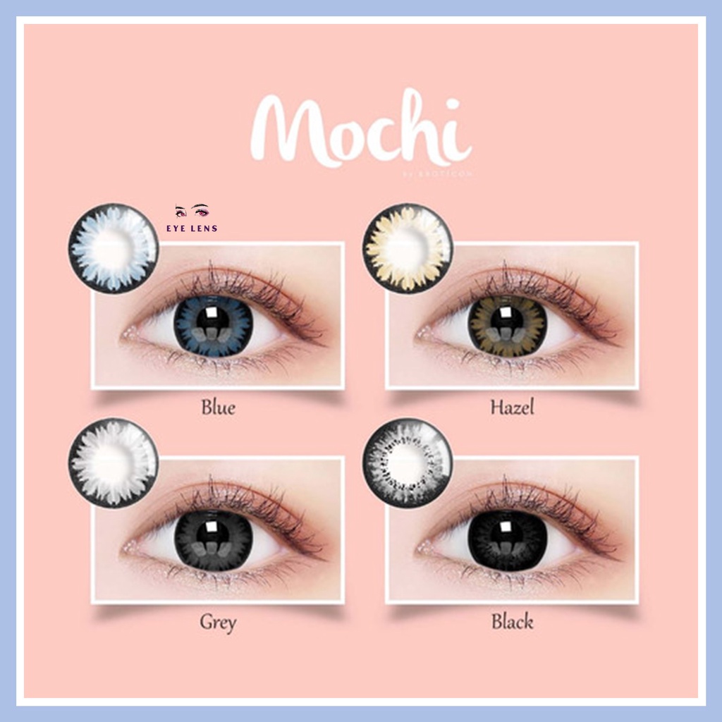 SOFTLENS X2 MOCHI NORMAL &amp; MINUS -0.50 sd -3.00 FREE LENSCASE DIA 16MM BIG EYES GREY BLACK BROWN BLUE BY EXOTICON / Softlen Soflen Soflens