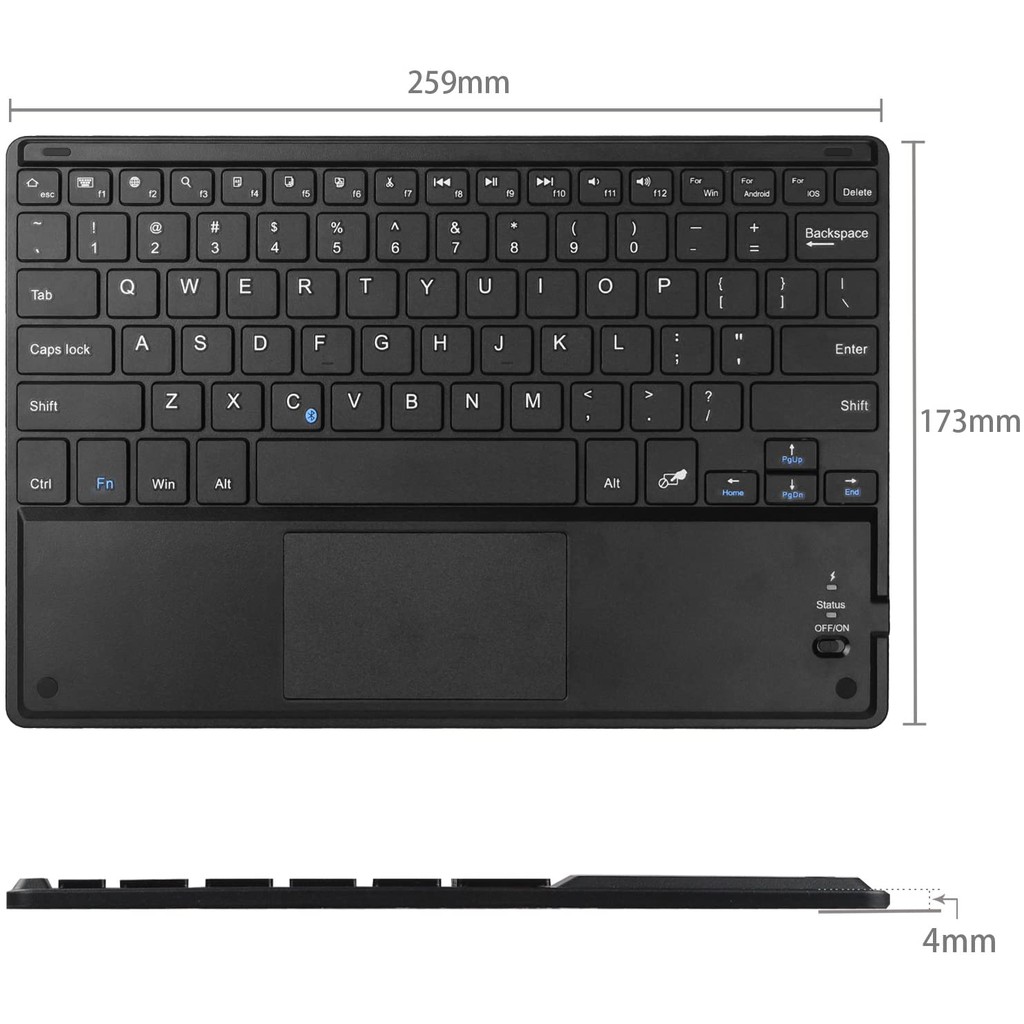 Keyboard wireless Bluetooth 10 inch lengkap dengan mouse touchpad size