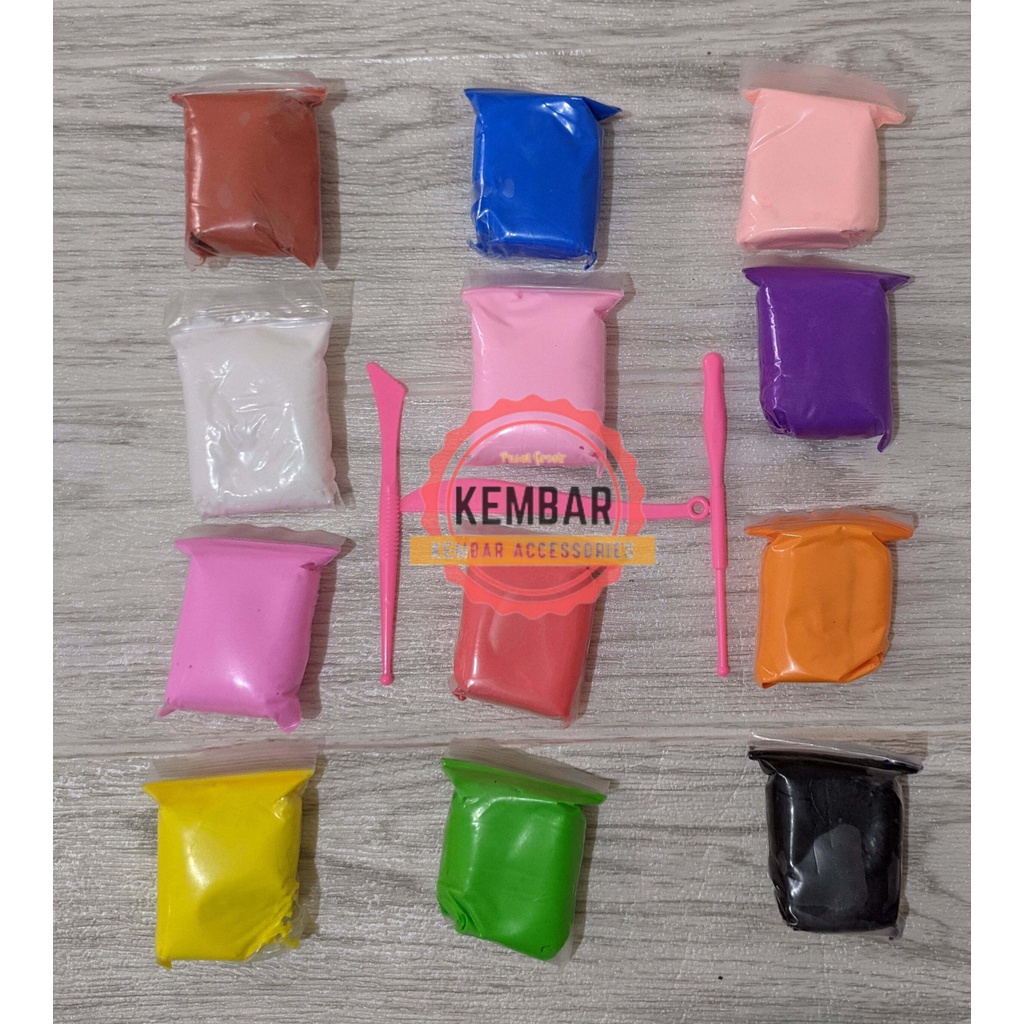 Clay Polymer Mainan Anak (12 pcs) Edukasi SLIME Clay Dough Colour Play