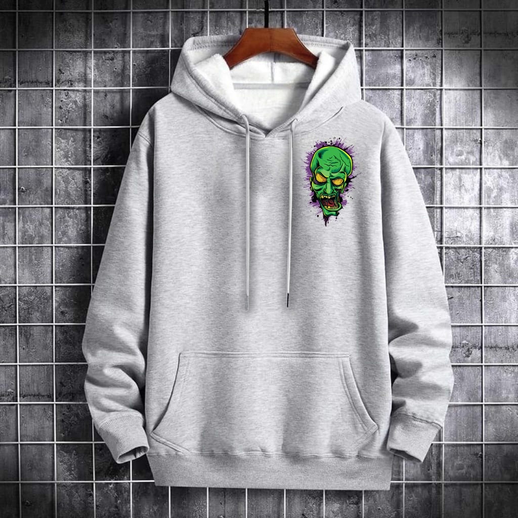 Baju Outerwear Sweater Hoodie Green Zombie Lengan Panjang Pria