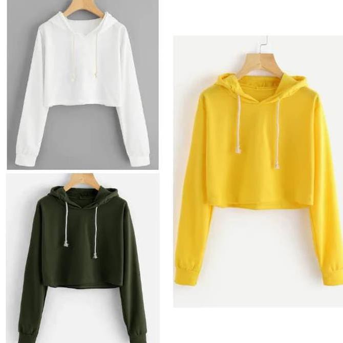 NEW KOREAN IMPORT Crop Korea Wanita Hoodie Top Jaket Cewek Sweater Murah Terbaru Hodie