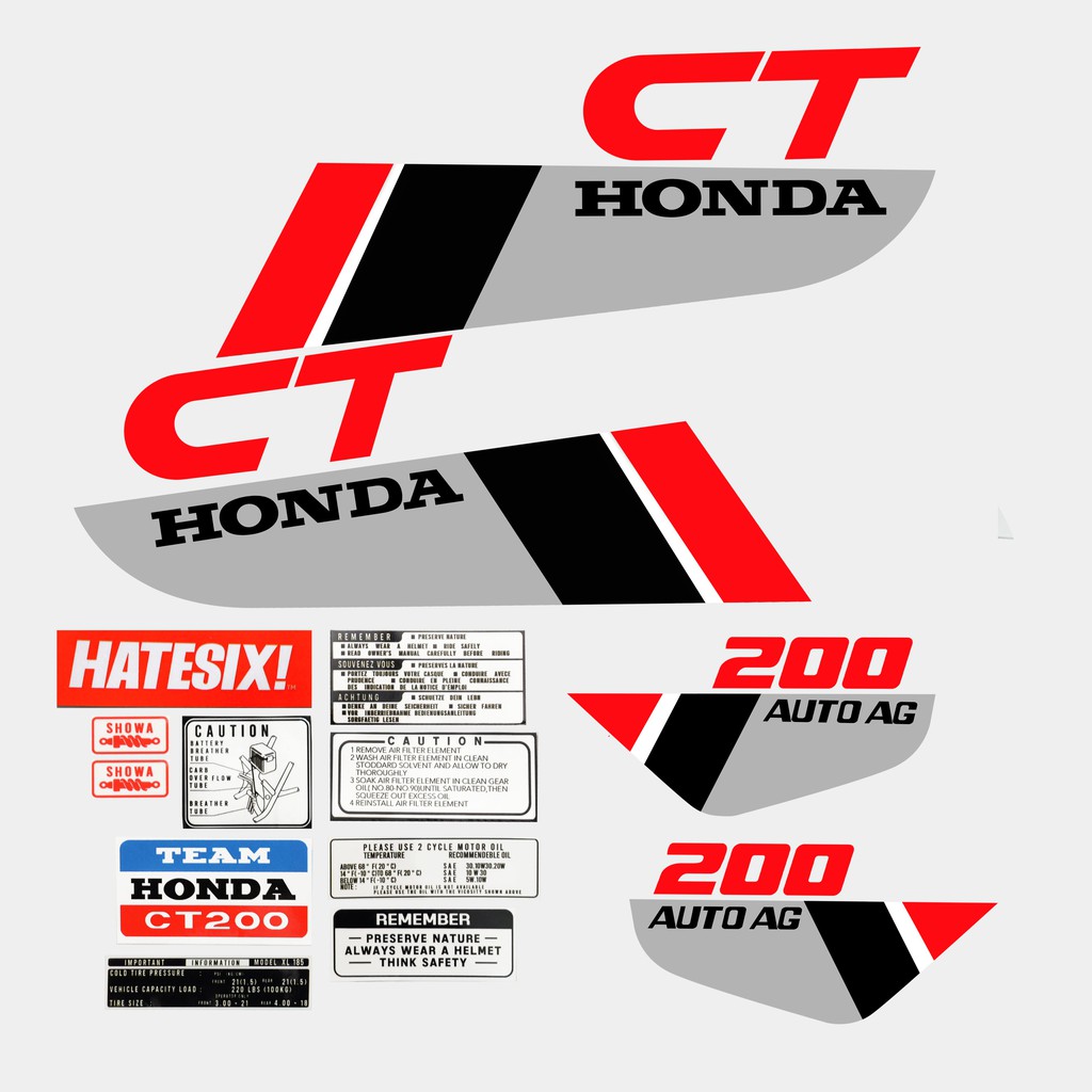 Sticker Decal Tempelan Honda CT 200 1985 Grey Hatesix