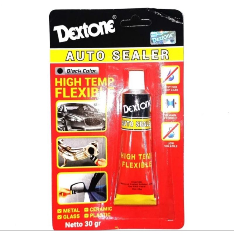 Lem Kaca/Silikon/Silicone Sealant Dextone Autosealer Black Hitam 30gram